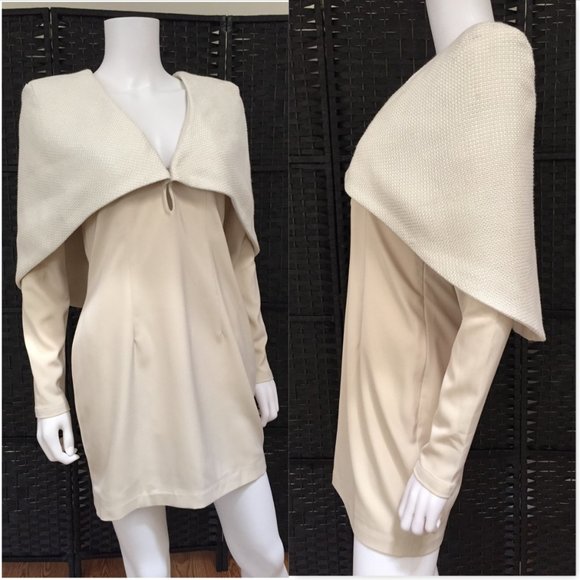 Asilio Almost Famous glamour cape dress Ivory 4 - Picture 6 of 7